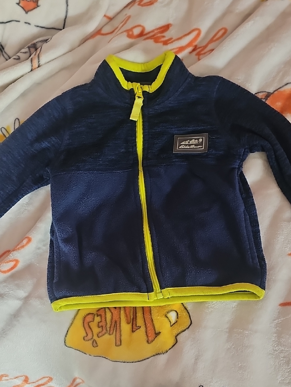 Eddie Bauer Navy and Neon Yellow Kids Fleece Jacket